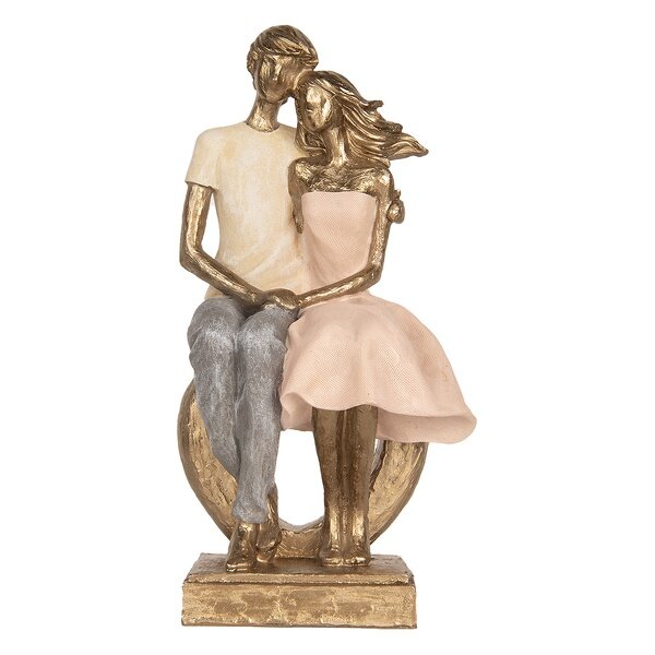 6PR5901 Clayre & Eef Dekofigur Paar goldfarbig Mann und Frau 14 x 12 x 28 cm Polyresin