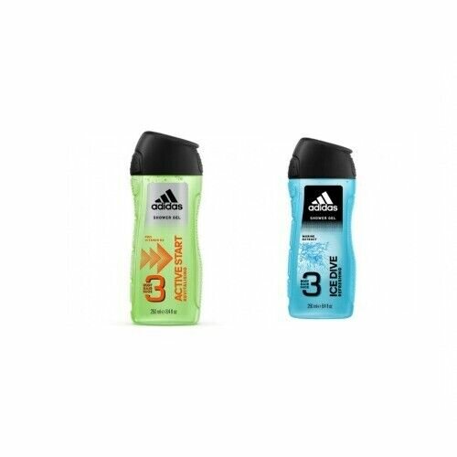 6 X Adidas Dusch 250ml 3in1 - Ice Dive / Active Start in 3 Varianten