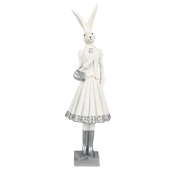 6PR4037 Clayre & Eef Figur Hase Kaninchen 32 cm weiss Polyresin Frühling Osterdeko