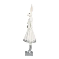 6PR4037 Clayre & Eef Figur Hase Kaninchen 32 cm weiss Polyresin Frühling Osterdeko