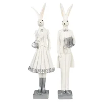 6PR4037 Clayre & Eef Figur Hase Kaninchen 32 cm weiss Polyresin Frühling Osterdeko