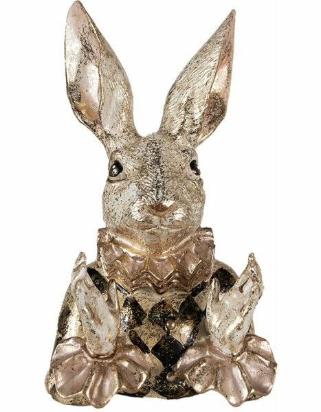 6PR3888 Clayre & Eef Figur Hase Büste beige/gold 14 x 13 x 24 cm Polyresin Osterdeko