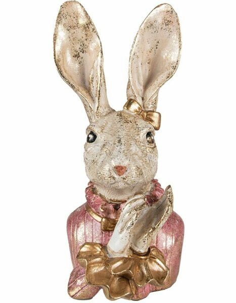 6PR3887 Clayre & Eef Figur Hase Büste beige/rosa 11 x 12 x 24 cm Polyresin Osterdeko