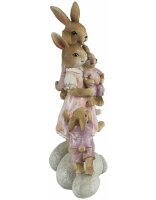 6PR3540 Clayre & Eef Figur Hasenfamilie auf Steinen rosa/beige Osterdeko