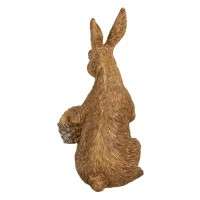 6PR5009 Clayre & Eef Figur Hase Kaninchen braun Küken im Korb und Ei 14 cm Osterdeko