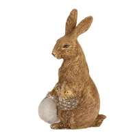 6PR5009 Clayre & Eef Figur Hase Kaninchen braun Küken im Korb und Ei 14 cm Osterdeko