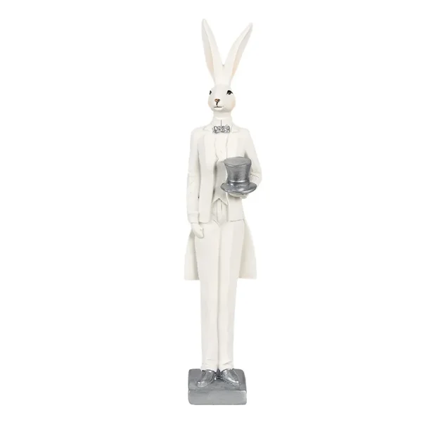 6PR4036 Clayre & Eef Figur Hase Kaninchen 32 cm weiss Polyresin Frühling Osterdeko