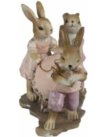 6PR3543 Clayre & Eef Figur 3 Hasen Kaninchen mit Osterei rosa/beige Osterdeko