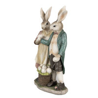 6PR4025 Clayre & Eef Figur Hasenpaar 26 cm braun Polyresin Frühling Osterdeko