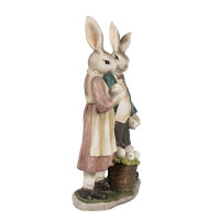 6PR4025 Clayre & Eef Figur Hasenpaar 26 cm braun Polyresin Frühling Osterdeko