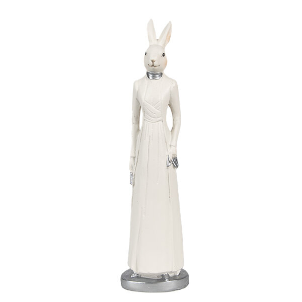 6PR4045 Clayre & Eef Figur Hase Kaninchen 20 cm weiss Polyresin Frühling Osterdeko