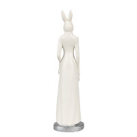 6PR4045 Clayre & Eef Figur Hase Kaninchen 20 cm weiss Polyresin Frühling Osterdeko