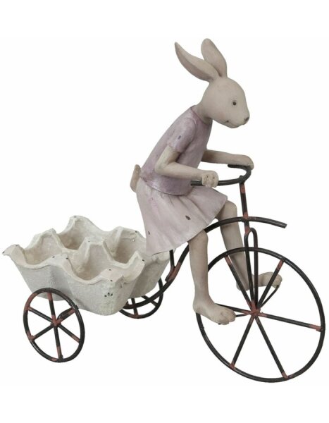 6PR0313 Clayre & Eef Figur Hase auf Fahrrad Eierhalter beige Osterdeko