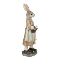 6PR4026 Clayre & Eef Figur Hase Häsin 25 cm braun/grün Polyresin Frühling Osterdeko