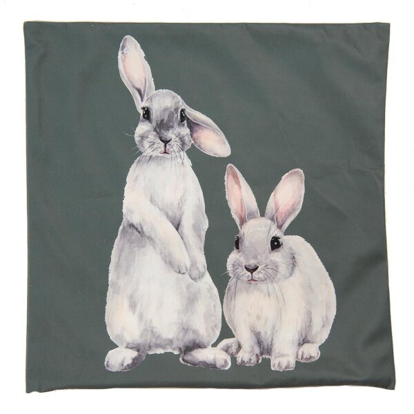 KT021.296 Clayre & Eef Deko-Kissenbezug Hasen 45 x 45 cm Kissenhülle grün/weiß Polyester