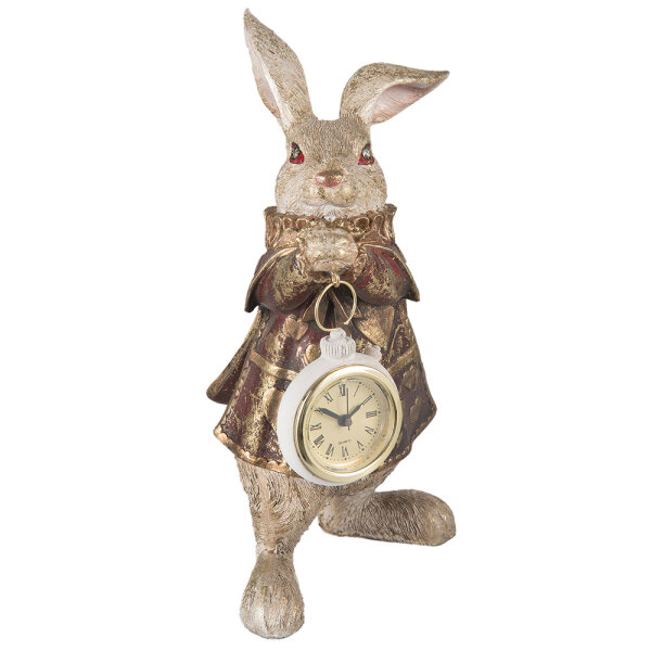 6PR1253 Clayre & Eef Figur Hase mit Taschenuhr goldfarbig 25 cm Polyresin Osterdeko