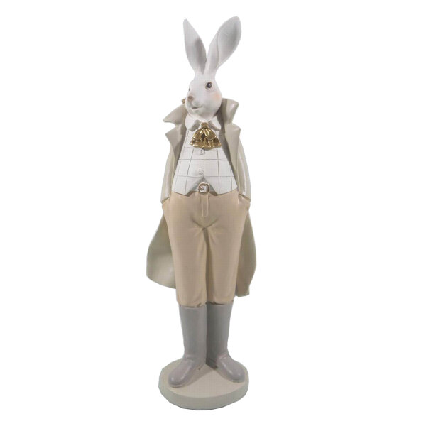 6PR3176 Clayre & Eef Figur Hase edel 37 cm weiss/gelb Polyresin Osterdeko