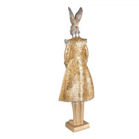 6PR3595 Clayre & Eef Figur Hase Hasenmann edel 44 cm goldfarbig Polyresin Osterdeko