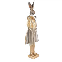 6PR3595 Clayre & Eef Figur Hase Hasenmann edel 44 cm goldfarbig Polyresin Osterdeko