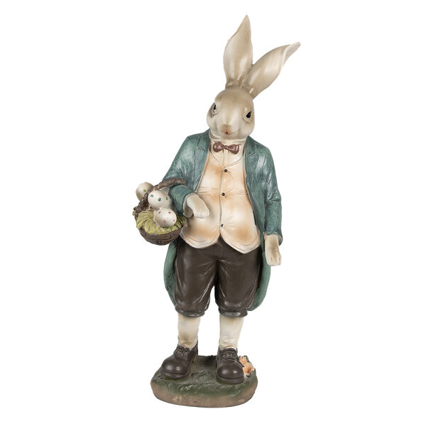 6PR4023 Clayre & Eef Figur Hase 38 cm braun/grün Polyresin Frühling Osterdeko