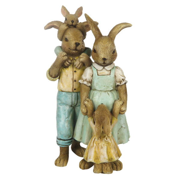 6PR3274 Clayre & Eef Figur Kaninchen Hasenfamilie 15 cm Osterdeko