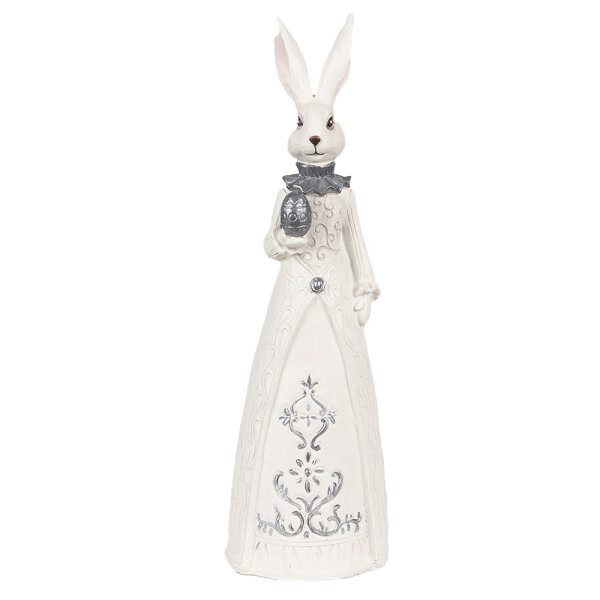 6PR4039 Clayre & Eef Figur Hase Kaninchen 30 cm weiss Polyresin Frühling Osterdeko