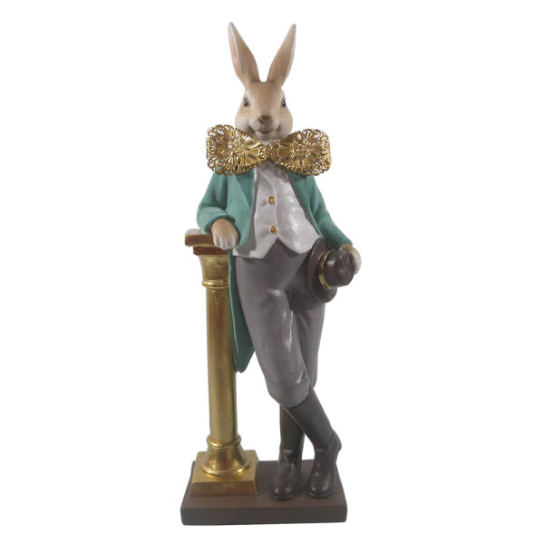 6PR3161Clayre & Eef Figur Hase mit Gold-Fliege edel 45 cm mit Samt Polyresin Osterdeko