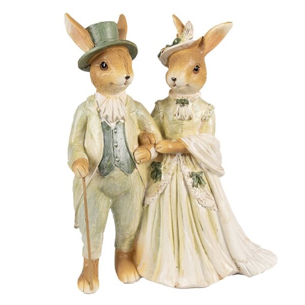 6PR5019 Clayre & Eef Figur Hase Kaninchen 21 cm braun/grün Polyresin Frühling Osterdeko