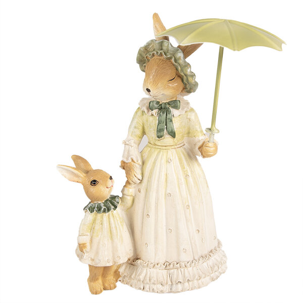 6PR5020 Clayre & Eef Figur Hase Kaninchen 21 cm braun/grün Polyresin Frühling Osterdeko