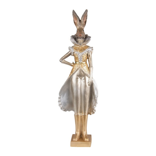 6PR3596 Clayre & Eef Figur Hase Hasenfrau edel 44 cm goldfarbig Polyresin Osterdeko