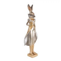 6PR3596 Clayre & Eef Figur Hase Hasenfrau edel 44 cm goldfarbig Polyresin Osterdeko