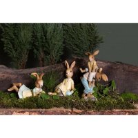 6PR3275 Clayre & Eef Figur Kaninchen Hase Vater mit Sohn auf Rücken 15 cm Osterdeko