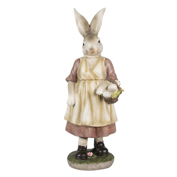 6PR4024 Clayre & Eef Figur Hase Häsin 38 cm braun/rosa Polyresin Frühling Osterdeko