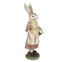 6PR4024 Clayre & Eef Figur Hase Häsin 38 cm braun/rosa Polyresin Frühling Osterdeko