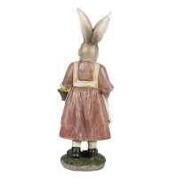 6PR4024 Clayre & Eef Figur Hase Häsin 38 cm braun/rosa Polyresin Frühling Osterdeko