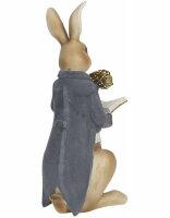 6PR3159 Clayre & Eef Figur Hase mit Gold-Fliege edel 40 cm mit Samt Polyresin Osterdeko