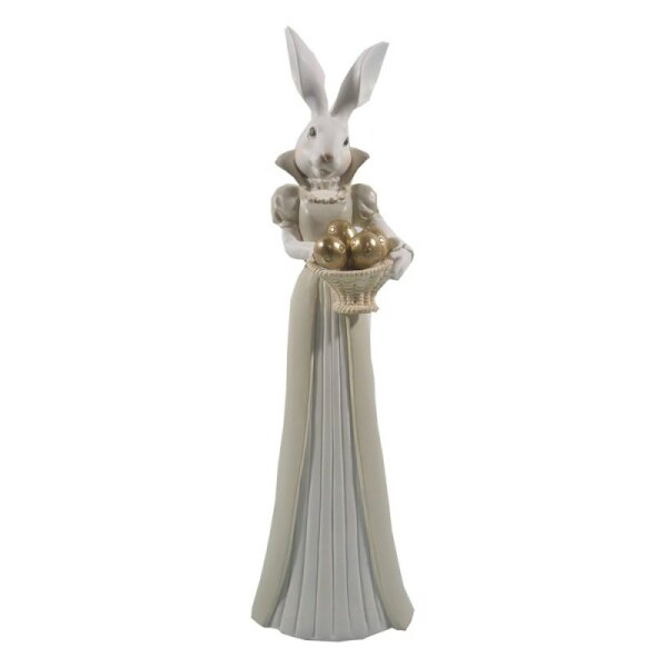 6PR3177 Clayre & Eef Figur Hase edel 37 cm weiss/gelb Polyresin Osterdeko