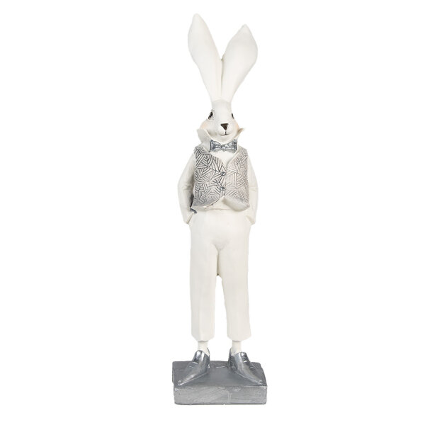 6PR4047 Clayre & Eef Figur Hase Kaninchen 36 cm weiss Polyresin Frühling Osterdeko