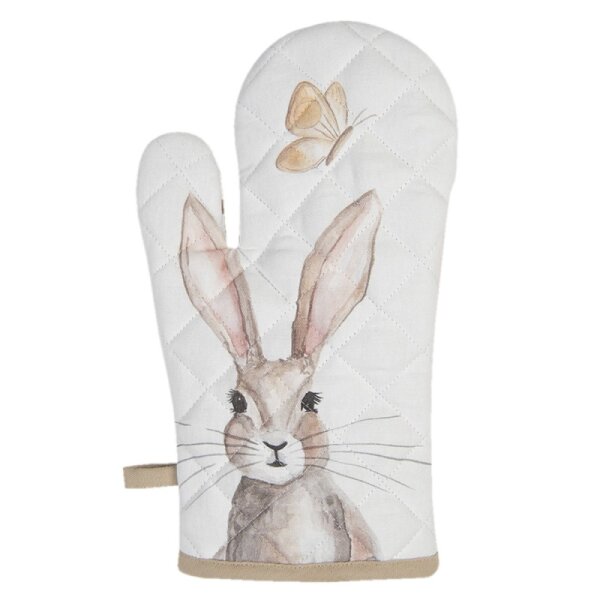 REB44 Clayre & Eef Ofenhandschuh mit Hasen Backhandschuh Baumwolle Ostern