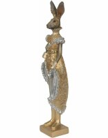 6PR3598 Clayre & Eef Figur Hasenfrau edel 33 cm goldfarbig Polyresin Osterdeko