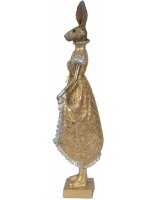 6PR3598 Clayre & Eef Figur Hasenfrau edel 33 cm goldfarbig Polyresin Osterdeko