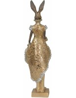 6PR3598 Clayre & Eef Figur Hasenfrau edel 33 cm goldfarbig Polyresin Osterdeko