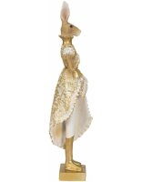 6PR3603 Clayre & Eef Figur Hase Häsin edel 33 cm weiß/goldfarbig Polyresin Osterdeko