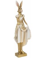 6PR3603 Clayre & Eef Figur Hase Häsin edel 33 cm weiß/goldfarbig Polyresin Osterdeko