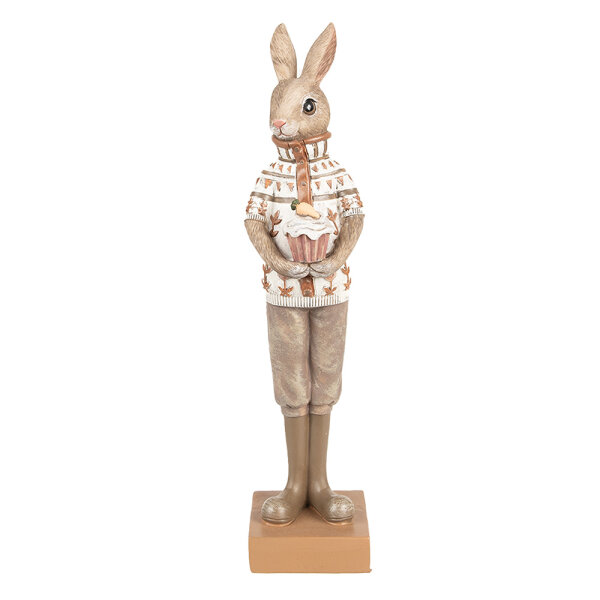 6PR5000 Clayre & Eef Figur Hase mit Cupcake 28 cm braun/beige Polyresin Osterdeko