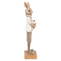 6PR5000 Clayre & Eef Figur Hase mit Cupcake 28 cm braun/beige Polyresin Osterdeko