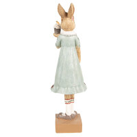 6PR5002 Clayre & Eef Figur Hase mit Cupcake 28 cm grün Polyresin Osterdeko