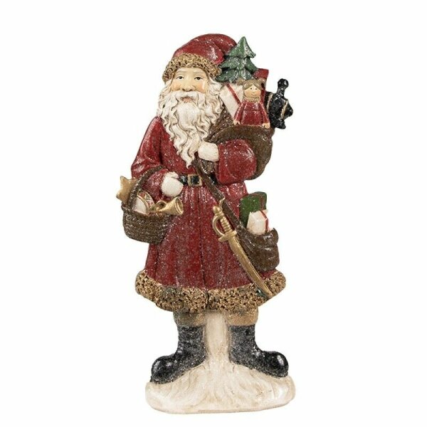 6PR4926 Clayre & Eef Figur Weihnachtsmann mit Geschenken Polyresin Weihnachtsdekoration