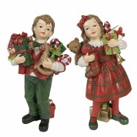 6PR3920 Clayre & Eef 2er Set Figur Winterkinder 13 cm...