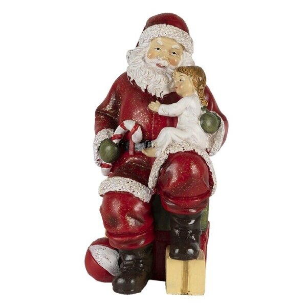 6PR4720 Clayre & Eef Figur Weihnachtsmann mit Kind 18 cm Weihnachtsdeko